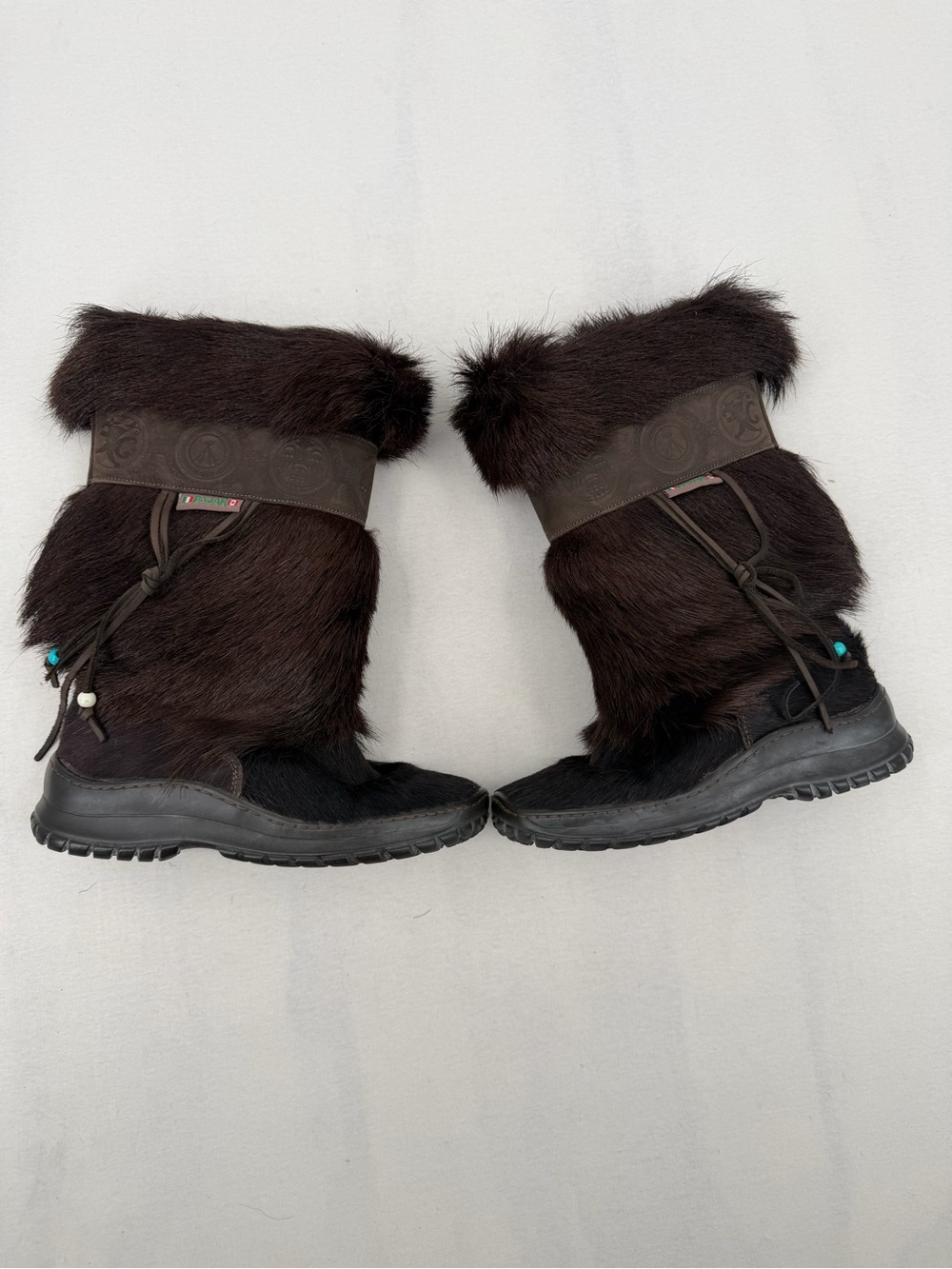Women's Dark Brown Fur Winter Boots - Pajar Made in Italy